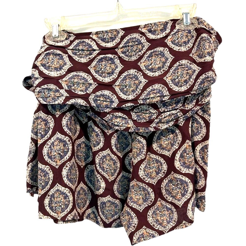 Free People Extreme Faux Wrap Shorts Eggplant Purple Print - Picture 4 of 5